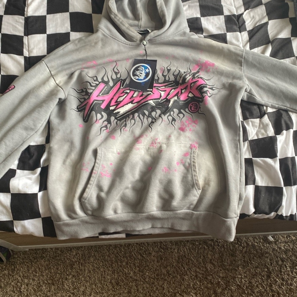 Hellstar Gray and Pink Men's Sweater